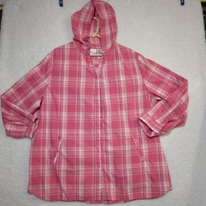Roaman's Ladie's Hooded Long Sleeve Button Down Blouse Size 20W